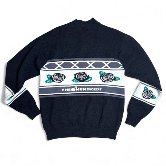 The Hundreds Black and Gray Zip Up Sweater with Rose Design circa 2022 - Picture 5 of 8